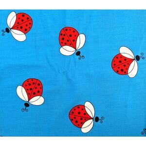 4+ Yds Vintage 1960's AMERITEX MOD LADYBUG FABRIC Upholstery Cotton Mid Century